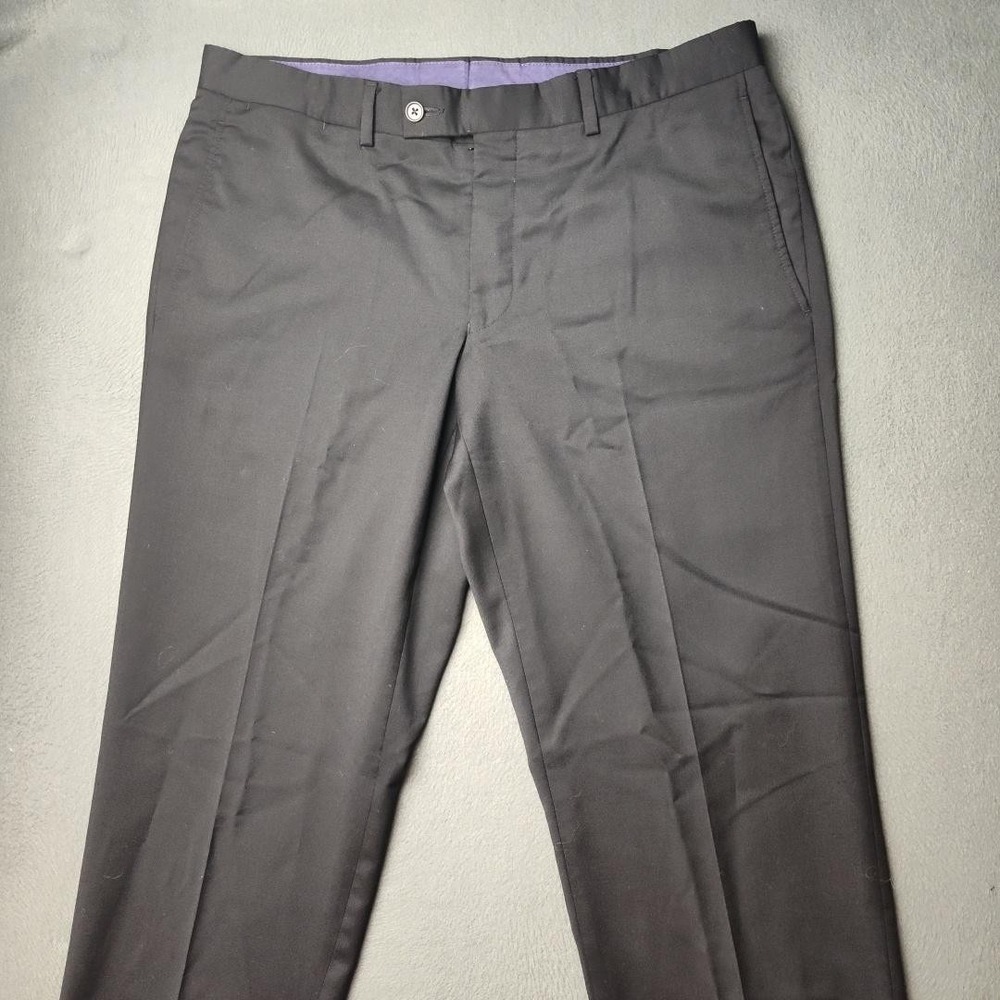 Ted Baker London Pants Mens 35x30 Black Wool Dress Trousers Jarrett Flat Front - Picture 2 of 14